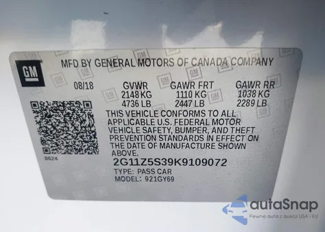 2019 Chevrolet Impala Lt from USA, damaged, VIN 2G11Z5S39K9109072